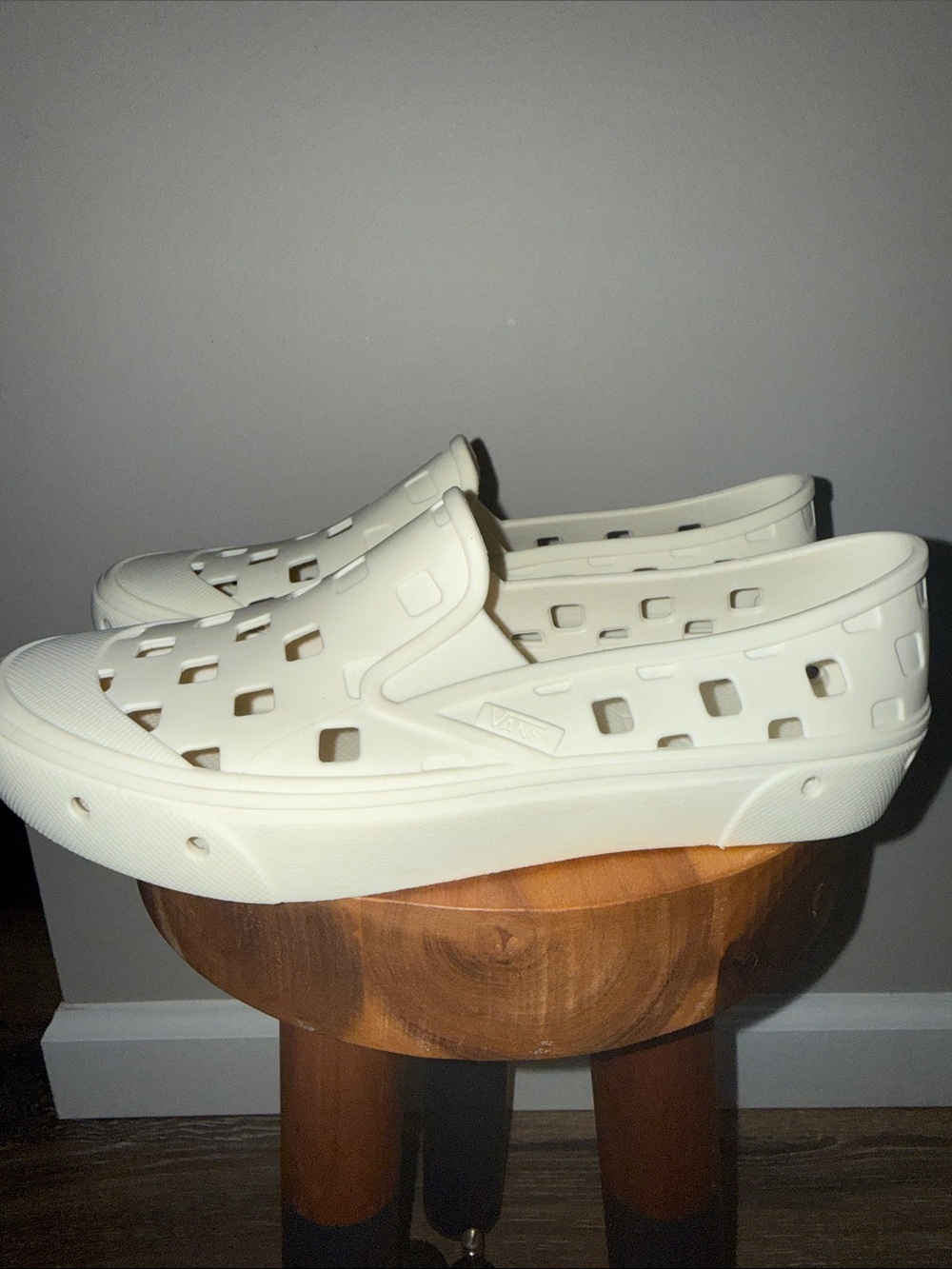 Vans Cream Slip-On Perforated Rubber Loafers